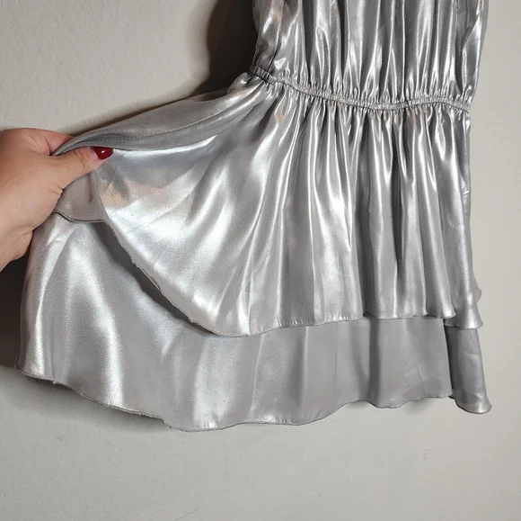 zadig and voltaire silver dress Zadig & Voltaire womens short flowing silver dress
